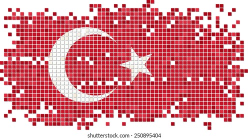 Turkish grunge tile flag. Vector illustration Eps 8.