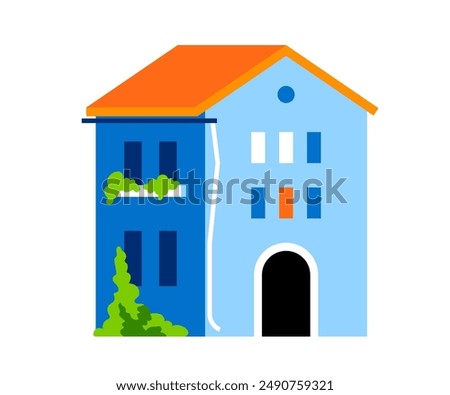 Turkish guest house - modern flat design style single isolated image. Neat detailed illustration of classic building of the mediterranean coast. Stone low dwelling with a grapevine on the windows