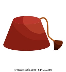 Turkish hat, fez icon in cartoon style isolated on white background vector illustration