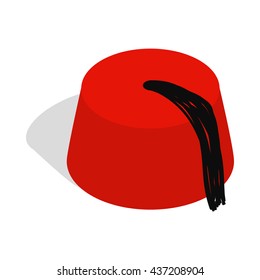 Turkish hat, fez icon, isometric 3d style