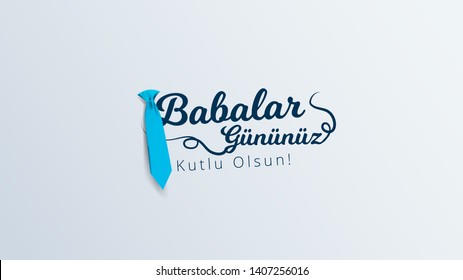 Turkish holiday "Babalar Gunu" Translate: Happy Father`s Day Calligraphy greeting card. Vector illustration.