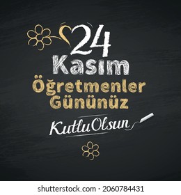 Turkish holiday, November 24 with a teacher's day. translation from Turkish: November 24 with a teacher's day on holiday. - Vector