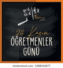 Festividad turca, 24 de noviembre con día de profesor. traducción del turco: 24 de noviembre con un día de profesor de vacaciones. - Vector