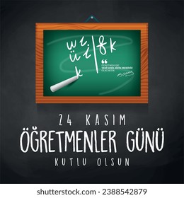 Festividad turca, 24 de noviembre con día de profesor. traducción del turco: 24 de noviembre con un día de profesor de vacaciones. - Vector