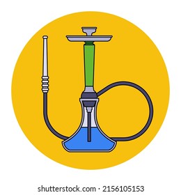 Turkish hookah for relaxing in a nightclub. flat vector illustration.