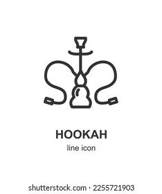 Turkish Hookah Sign Thin Line Icon Emblem Concept. Vector illustration of Oriental Shisha with Smoking Pipe