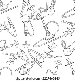 Turkish hookahs seamless pattern isolated on white background. Vector illustration.