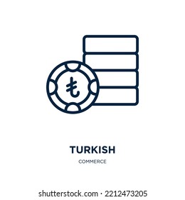 icono turco de la colección de comercio. Icono de contorno de restaurante, fino y lineal turco, tradicional, aislado en fondo blanco. Signo turco de vector de línea, símbolo para web y móvil