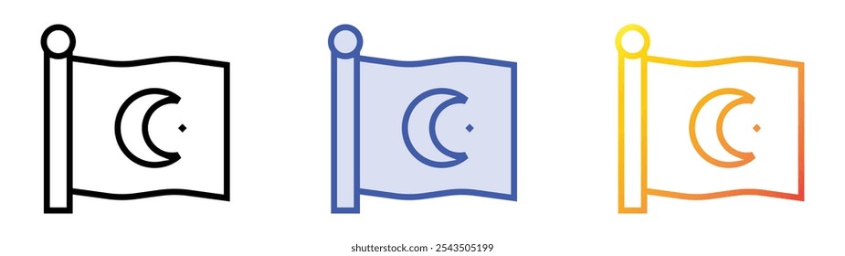 Icono turco. Lineal, relleno azul y diseño de estilo degradado aislado sobre fondo blanco