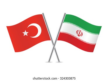 Turkish and Iranian flags. Vector illustration.
