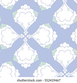 Turkish Iznik tile, vector and seamless islamic pattern with pretty oriental curves and floral details, digital hand drawn symmetric tile design
