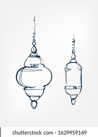 turkish lamp one line vector design element isolated