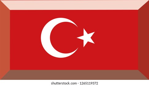 Turkish language button, Turkey flag, vector, web, eps 10