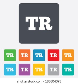 Turkish language sign icon. TR Turkey Portugal translation symbol. Rounded squares 11 buttons. Vector