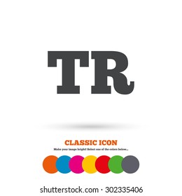 Turkish language sign icon. TR Turkey translation symbol. Classic flat icon. Colored circles. Vector