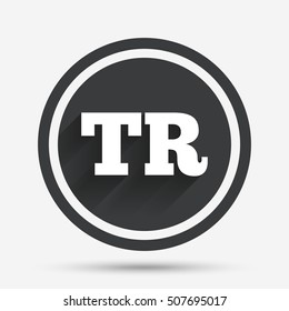 Turkish language sign icon. TR translation.
