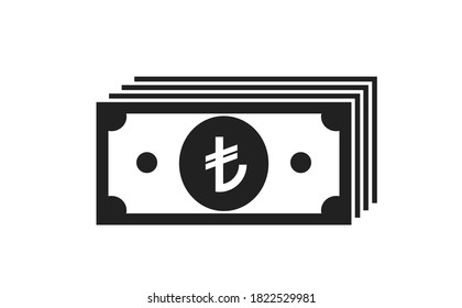 icono de pila de billetes de lira turca. símbolo de dinero y efectivo. elemento de diseño financiero y bancario