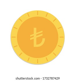 Turkish lira coin vector design isolated on white background.