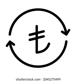 Icono de conversión de liras turcas o de intercambio