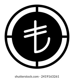 Turkish Lira flat icon. Vector illustration on a white background. for web, UI and App mobile design isolated on white background