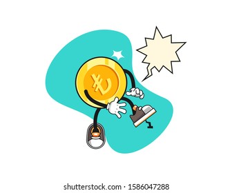 Turkish lira gold coin step on nail with speech bubble cartoon. Mascot Character vector.