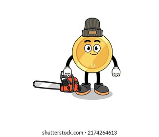 turkish lira illustration cartoon as a lumberjack , character design