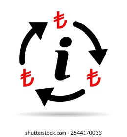 Türkische Lira Geld ändern Schatten Symbol, Handel Bargeld Informationen Web-Symbol, konvertieren Zeichen Vektorgrafik .