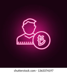 turkish lira neon icon. Elements of Banking set. Simple icon for websites, web design, mobile app, info graphics