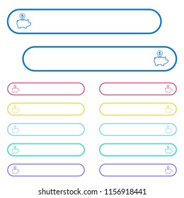 Turkish Lira piggy bank icons in rounded color menu buttons. Left and right side icon variations.