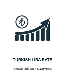 Turkish Lira Rate Increase Graphic icon. Mobile apps, printing and more usage. Simple element sing. Monochrome Turkish Lira Rate Increase Graphic icon illustration.