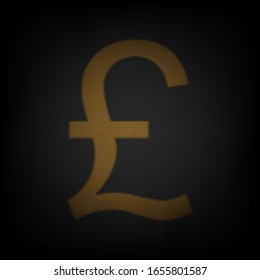 Turkish lira sign. Icon as grid of small orange light bulb in darkness. Illustration.