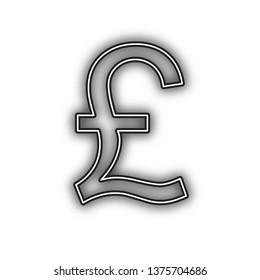 Turkish lira sign. Vector. Double contour black icon with soft shadow at white background. Isolated.