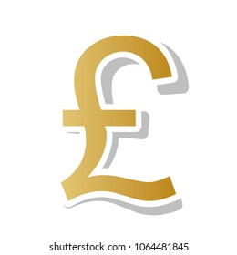 Turkish lira sign. Vector. Golden gradient icon with white contour and rotated gray shadow at white background.