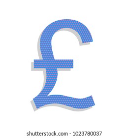 Turkish lira sign. Vector. Neon blue icon with cyclamen polka dots pattern with light gray shadow on white background. Isolated.