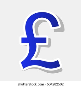 Turkish lira sign. Vector. New year bluish icon with outside stroke and gray shadow on light gray background.