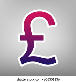 Turkish lira sign. Vector. Purple gradient icon on white paper at gray background.
