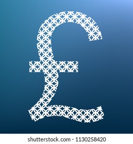 Turkish lira sign. Vector. White textured icon at lapis lazuli gradient background.