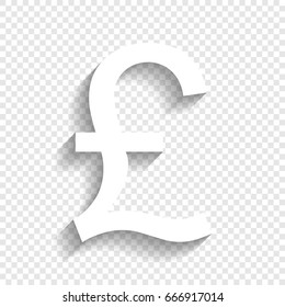 Turkish lira sign. Vector. White icon with soft shadow on transparent background.
