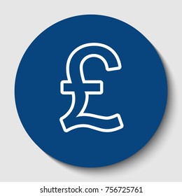 Turkish lira sign. Vector. White contour icon in dark cerulean circle at white background. Isolated.