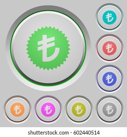 Turkish Lira sticker color icons on sunk push buttons