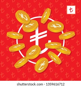 turkish lira symbol and turkish lira concept