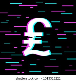 Turkish lira symbol. Vector icon with glitch effect