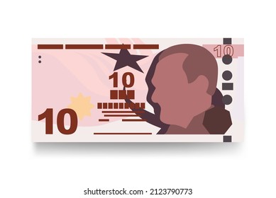 Turkish Lira Vector Illustration. Turkey money set bundle banknotes. Paper money 10 TRY. Flat style. Isolated on white background. Simple minimal design.