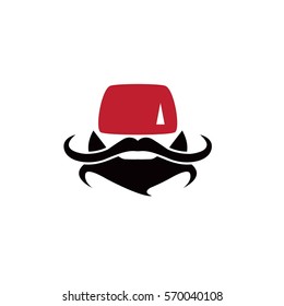 Turkish man icon with beard vector design template