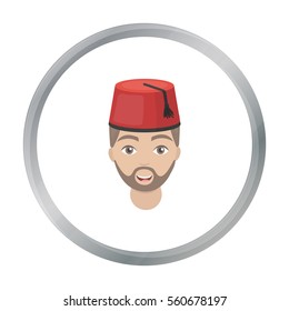 Turkish man icon in cartoon style isolated on white background. Turkey symbol stock vector illustration.