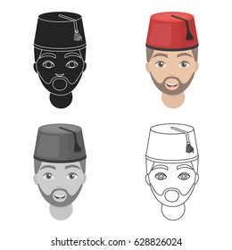 Turkish man icon in cartoon style isolated on white background. Turkey symbol stock vector illustration.