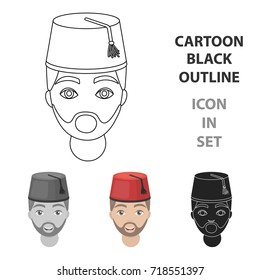 Turkish man icon in cartoon style isolated on white background. Turkey symbol stock vector illustration.