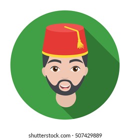 Turkish man icon in flat style isolated on white background. Turkey symbol stock vector illustration.