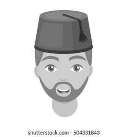 Turkish man icon in monochrome style isolated on white background. Turkey symbol stock vector illustration.