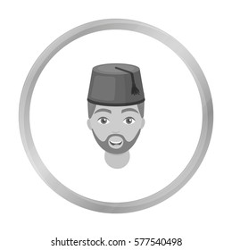 Turkish man icon in monochrome style isolated on white background. Turkey symbol stock vector illustration.
